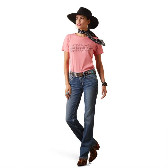 Ariat Stitch T-Shirt Women D0X62949 Coral Heather Tops