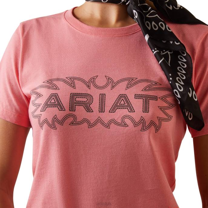 Ariat Stitch T-Shirt Women D0X62949 Coral Heather Tops