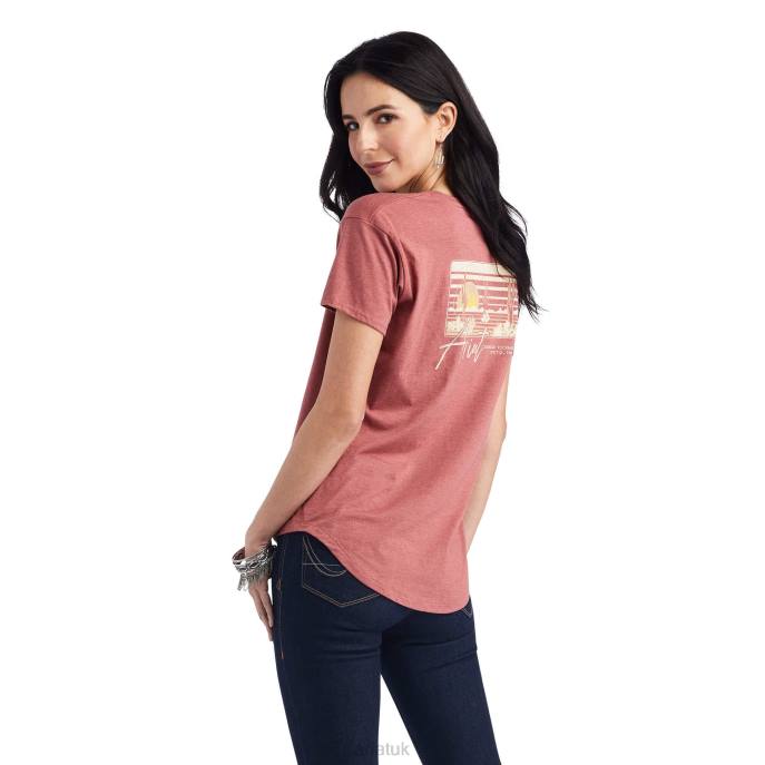 Ariat Sunset Lockup Tee Women D0X62896 Red Clay Heather Tops
