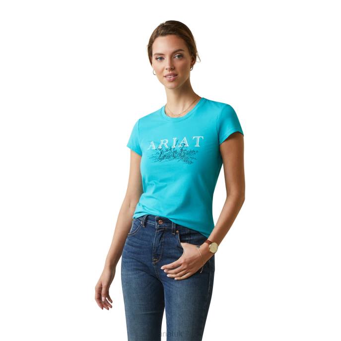 Ariat Toile Dogs T-Shirt Women D0X63284 Viridian Green Tops