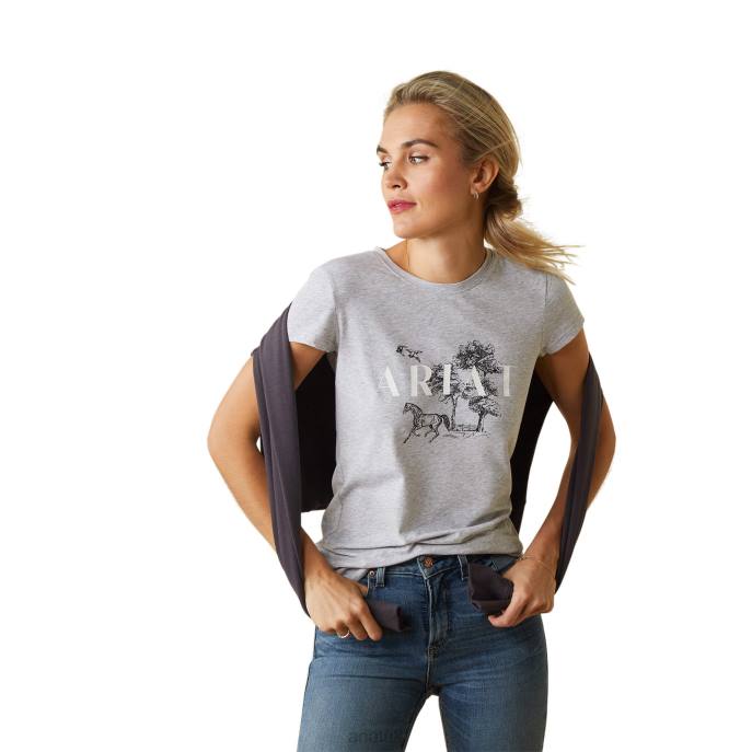 Ariat Toile Scene T-Shirt Women D0X62965 Heather Grey Tops