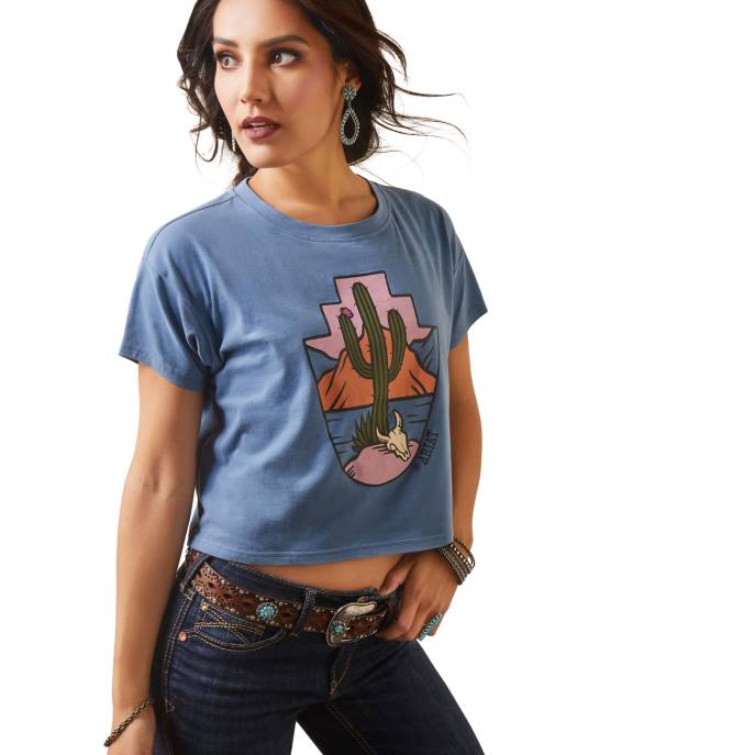 Ariat Treasure Tee Women D0X63098 Copen Blue Tops