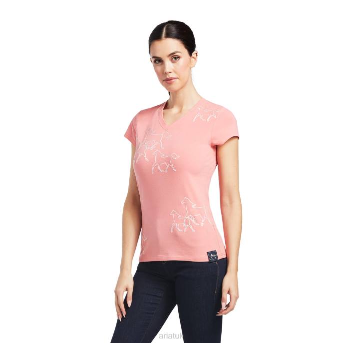 Ariat Trot Line T-Shirt Women D0X63117 Peach Blossom Tops