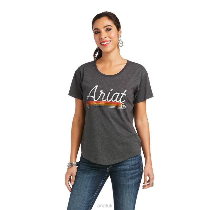 Ariat Underline Script T-Shirt Women D0X62967 Charcoal Grey Tops