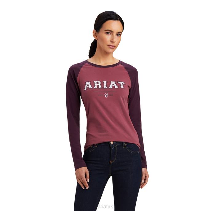Ariat Varsity T-Shirt Women D0X62903 Mulberry/Nostalgia Pink Tops