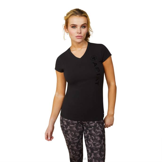 Ariat Vertical Logo T-Shirt Women D0X62848 Black Tops