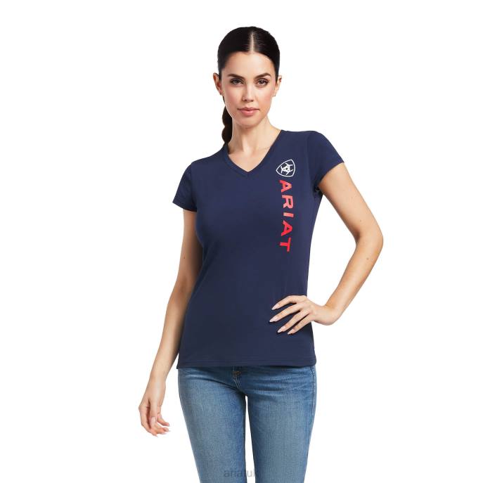 Ariat Vertical Logo T-Shirt Women D0X62878 Navy Tops