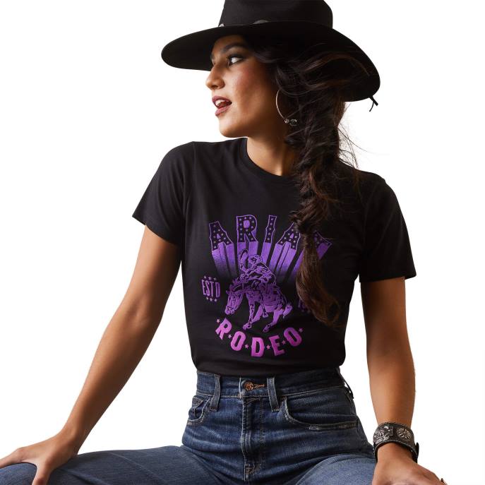 Ariat Vintage Rodeo T-Shirt Women D0X62857 Black Tops
