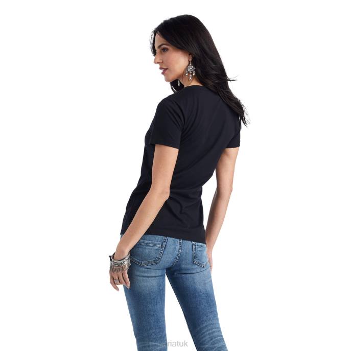Ariat Wild Heart Tee Women D0X62816 Black Heather Tops