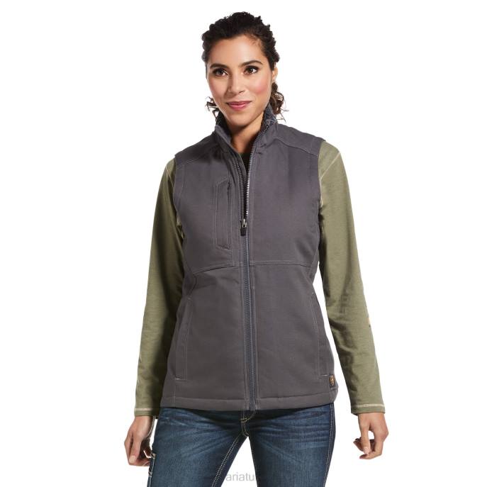 Ariat Rebar DuraCanvas Insulated Vest Women D0X63589 Rebar Grey Tops