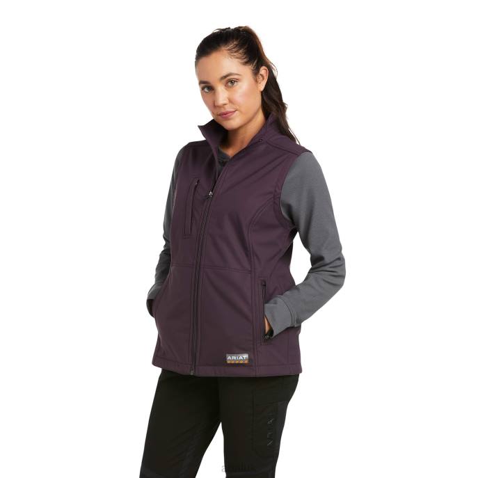 Ariat Rebar Stretch Canvas Softshell Vest Women D0X63601 Plum Perfect Tops